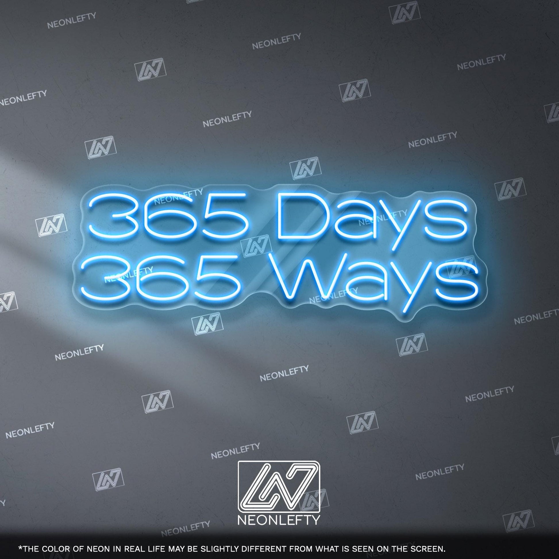 365 Days 365 Ways Neon Sign - Inspirational daily motivation quote wall decor for office, gym, studio, workspace with energetic modern vibes