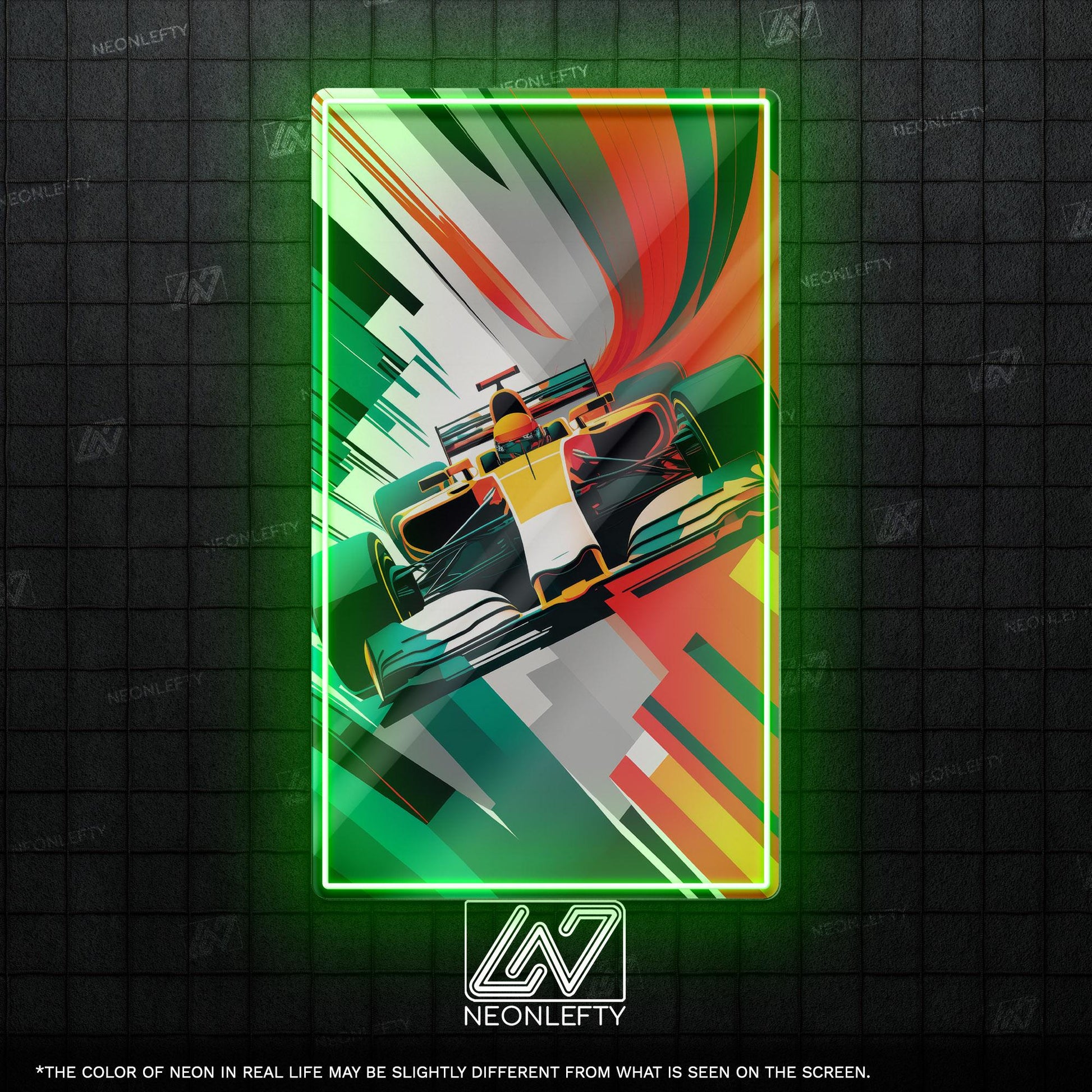 F1 Car - LED UV print neon sign with dynamic F1 race car design perfect for motorsport fans, game rooms, garages or racing-themed wall decor