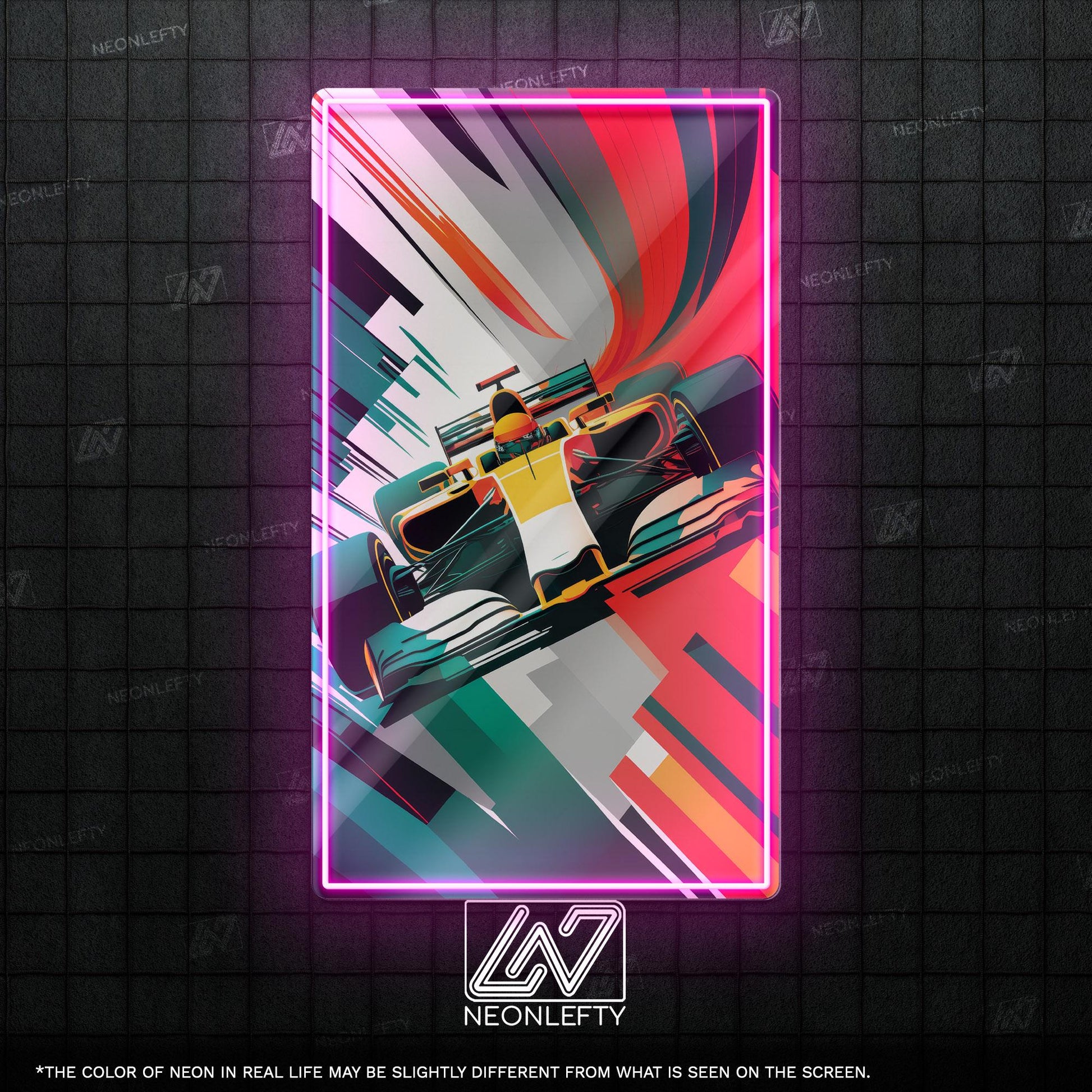 F1 Car - LED UV print neon sign with dynamic F1 race car design perfect for motorsport fans, game rooms, garages or racing-themed wall decor