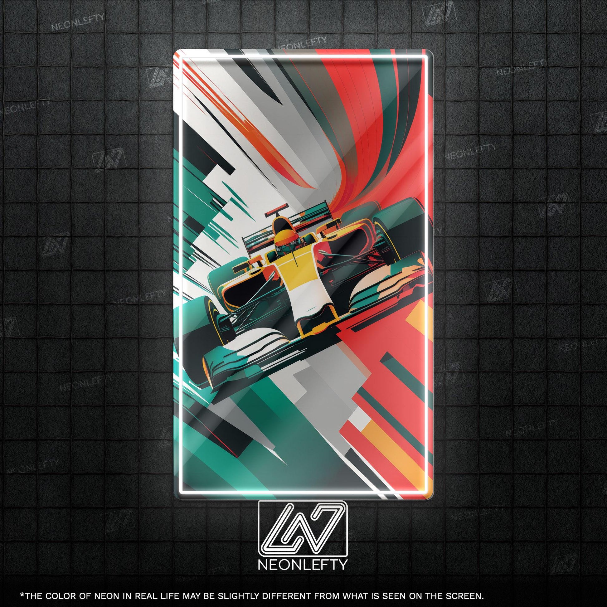 F1 Car - LED UV print neon sign with dynamic F1 race car design perfect for motorsport fans, game rooms, garages or racing-themed wall decor