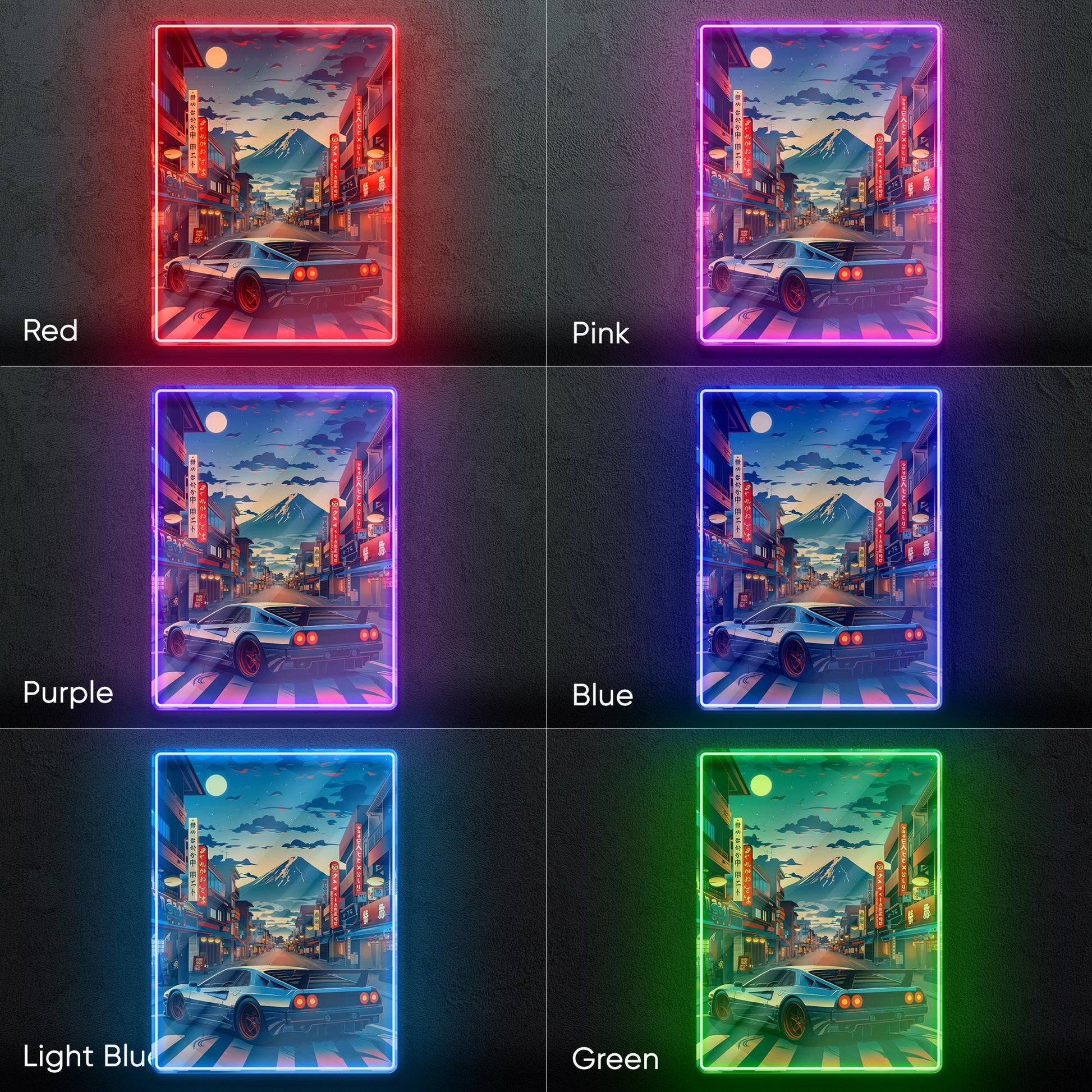 JDM Neon Sign - Retro Japanese street racing wall decor for car lovers, man cave, garage or gaming room ambience