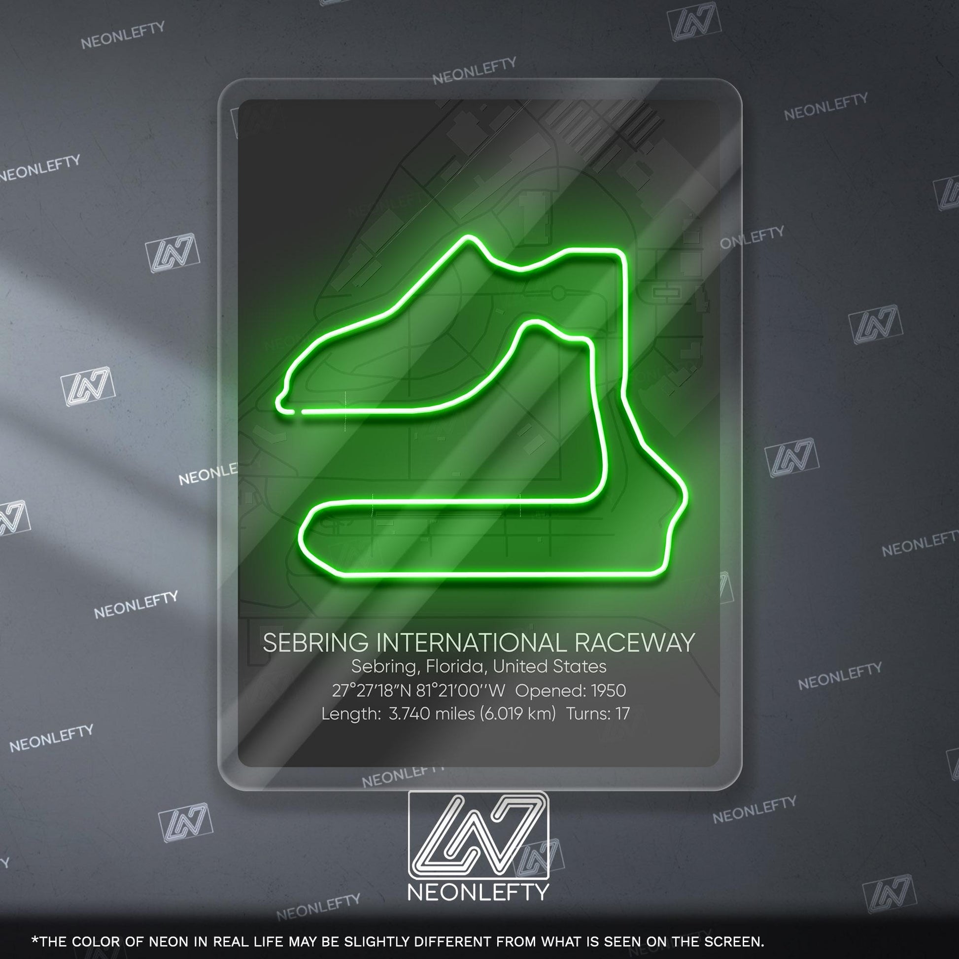 Sebring Neon Sign - Iconic motorsport wall decor inspired by Sebring International Raceway, perfect for garage, man cave or racing fan space