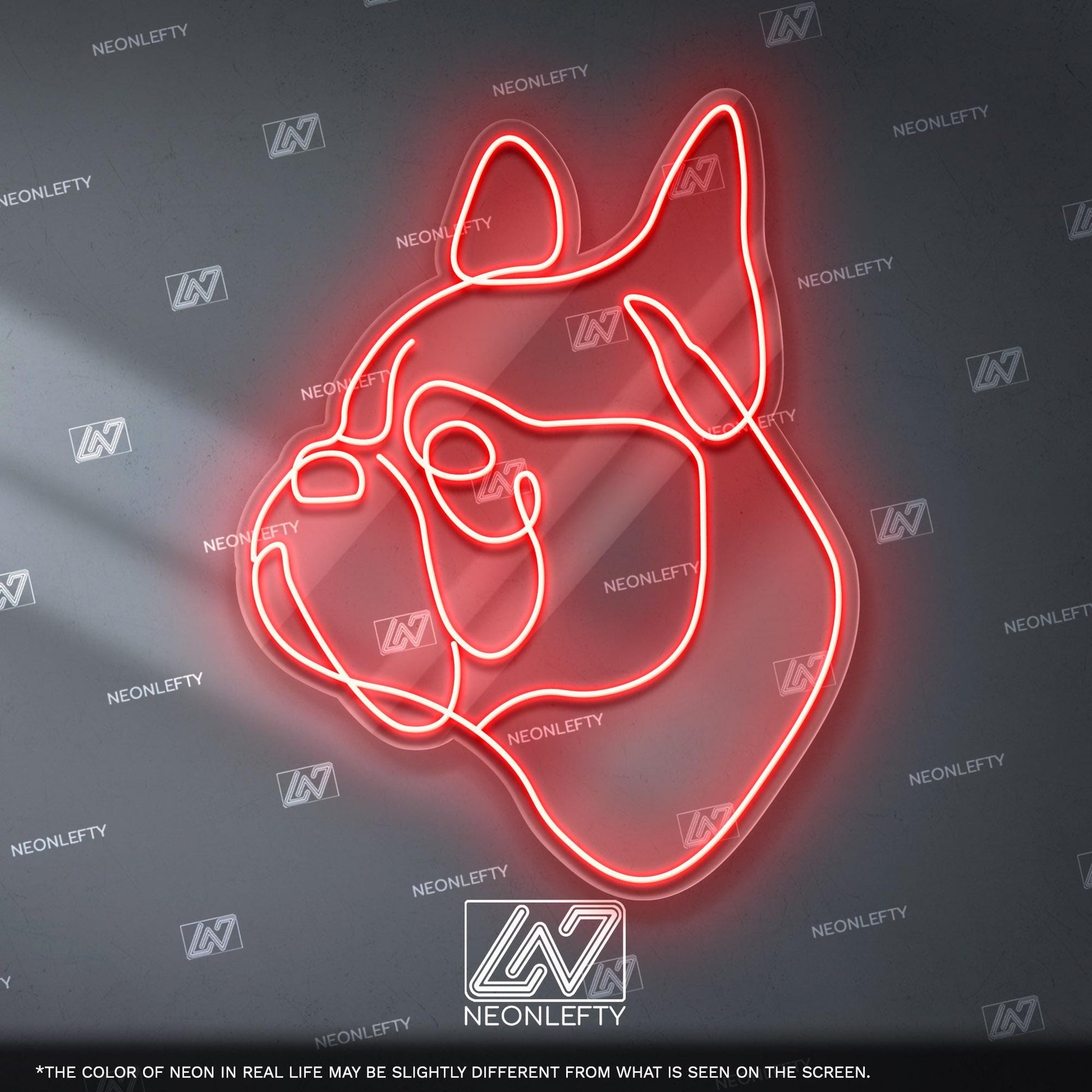 French Bulldog Neon Sign - Minimalist line dog wall art for pet lovers, perfect for living room, hallway, office or modern interior space