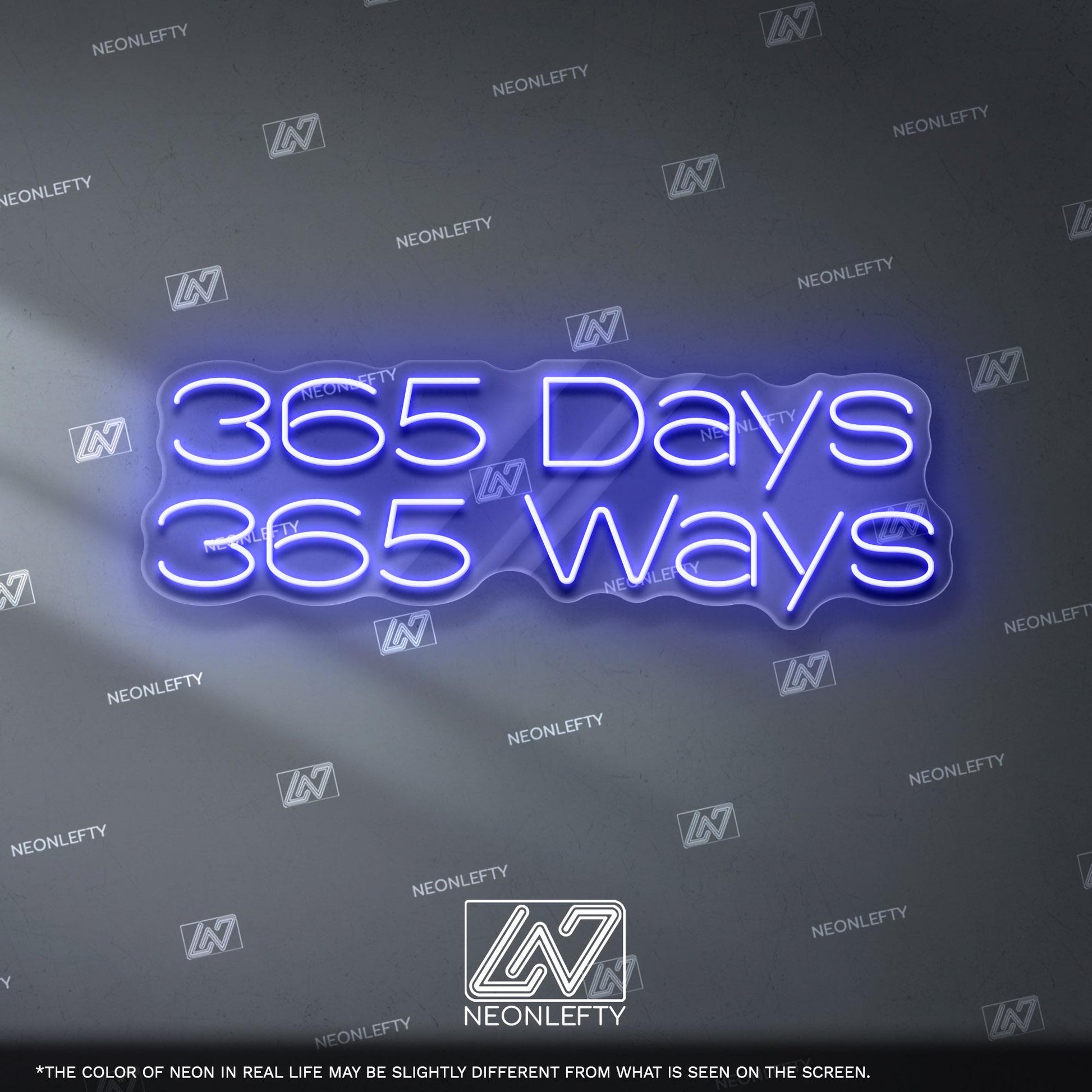 365 Days 365 Ways Neon Sign - Inspirational daily motivation quote wall decor for office, gym, studio, workspace with energetic modern vibes