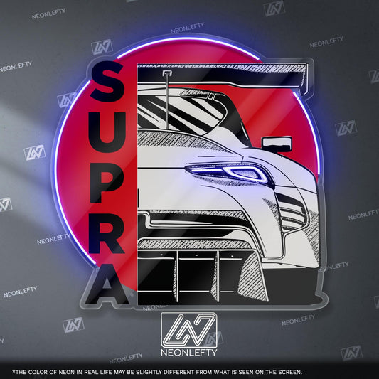 Toyota Supra GR Neon Sign - Custom LED sign for JDM car lovers, perfect for garage decor, car meet displays, or tuning enthusiast gifts