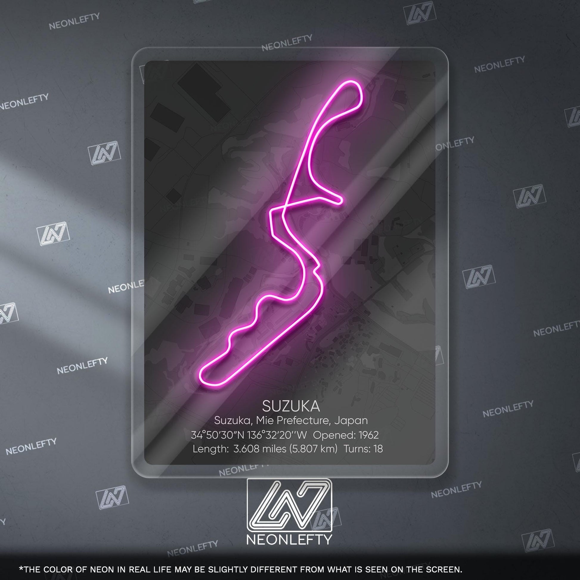 Suzuka Circuit Neon Sign - Legendary Japanese Formula 1 race track wall art for motorsport fans, perfect for garage, man cave JDM enthusiast