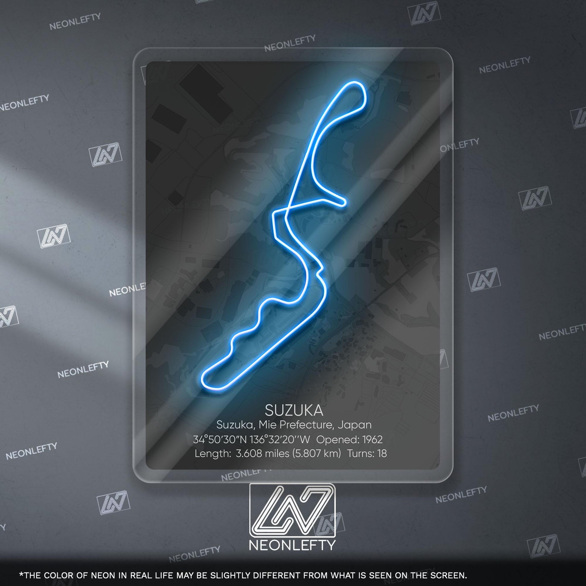 Suzuka Circuit Neon Sign - Legendary Japanese Formula 1 race track wall art for motorsport fans, perfect for garage, man cave JDM enthusiast