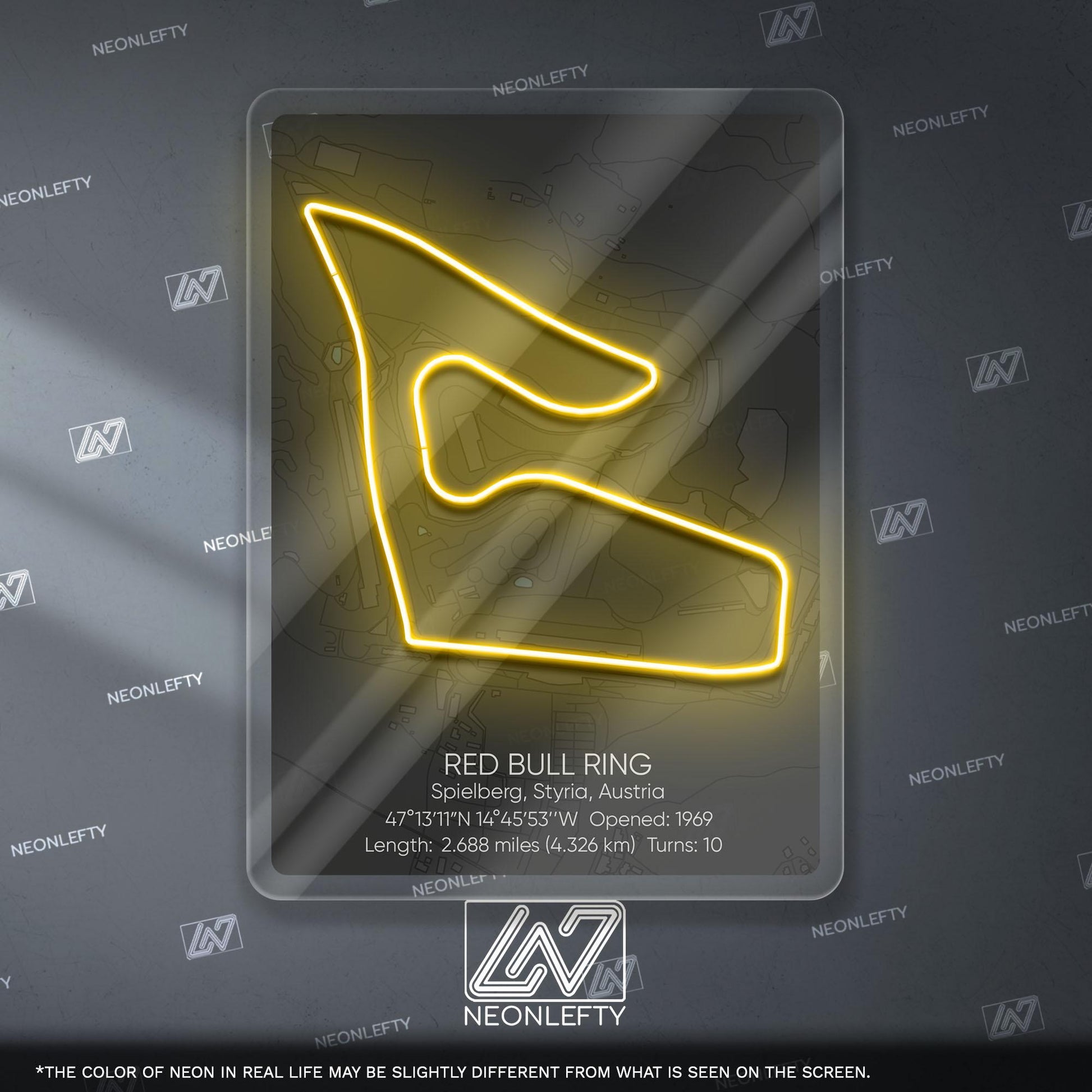 Red Bull Ring Neon Sign - Legendary Austrian Formula 1 circuit wall art, perfect for garage, man cave, gaming room or motorsport interior