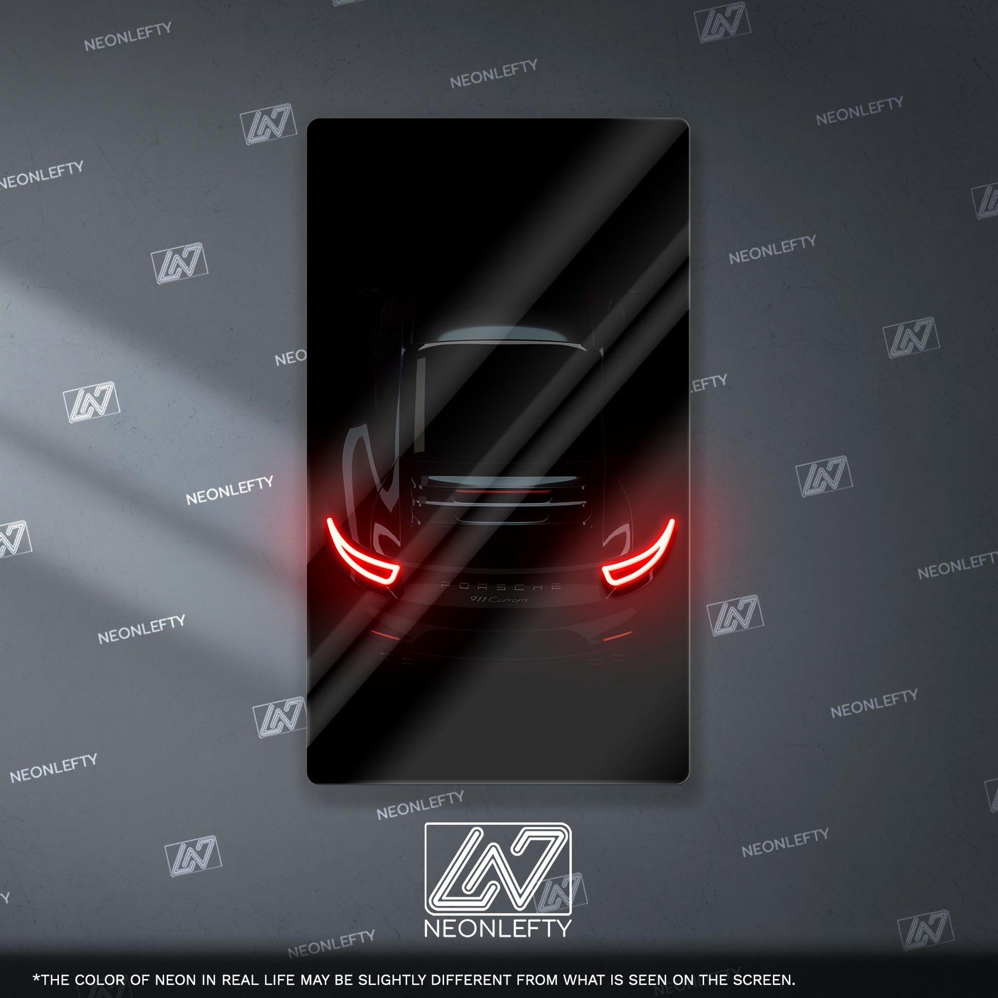 Porsche 911 GT Neon Sign - iconic rear view supercar wall decor for garage man cave racing room or luxury automotive interior display