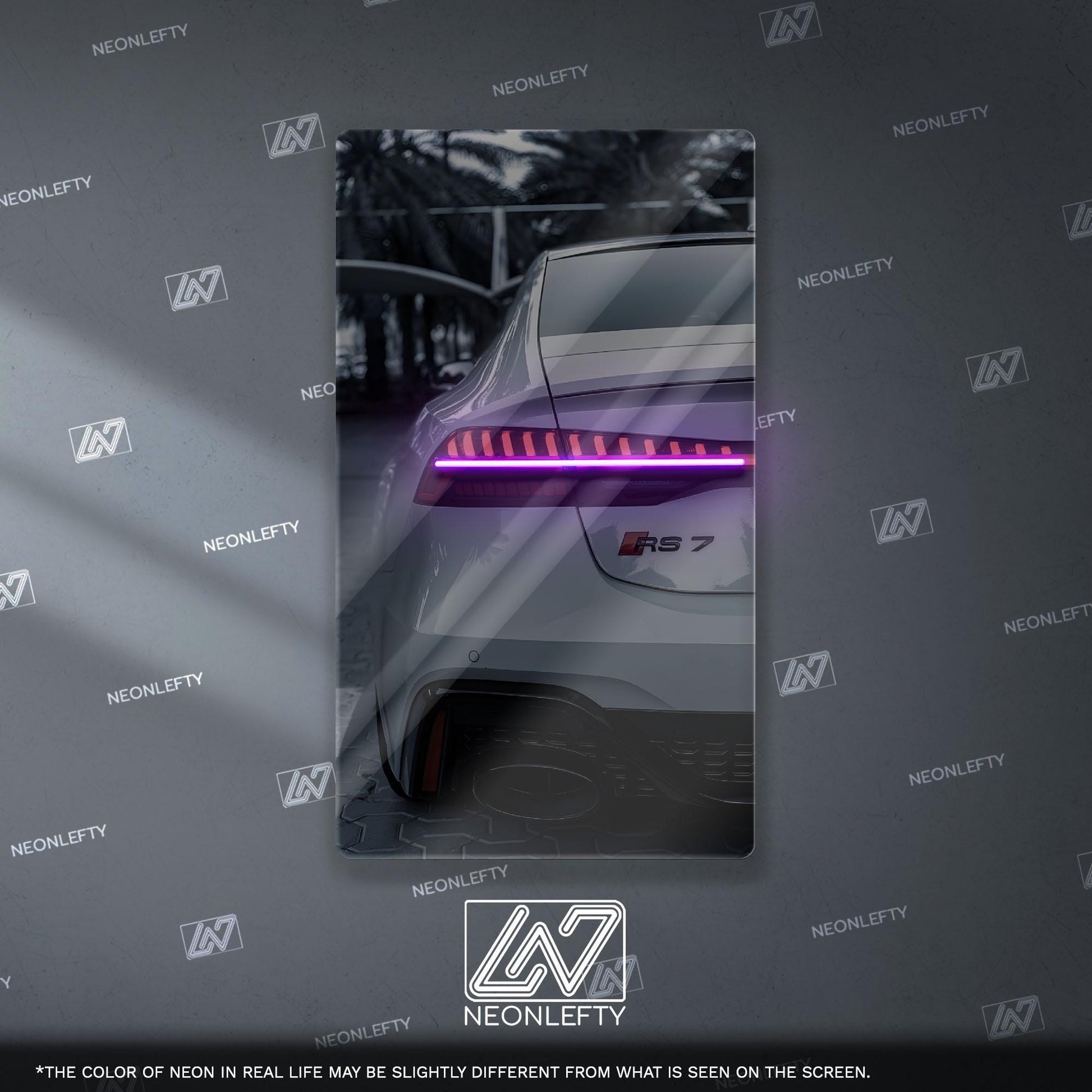 Audi RS7 Neon Sign – modern luxury sport car wall decor for garage man cave racing room or premium automotive interior