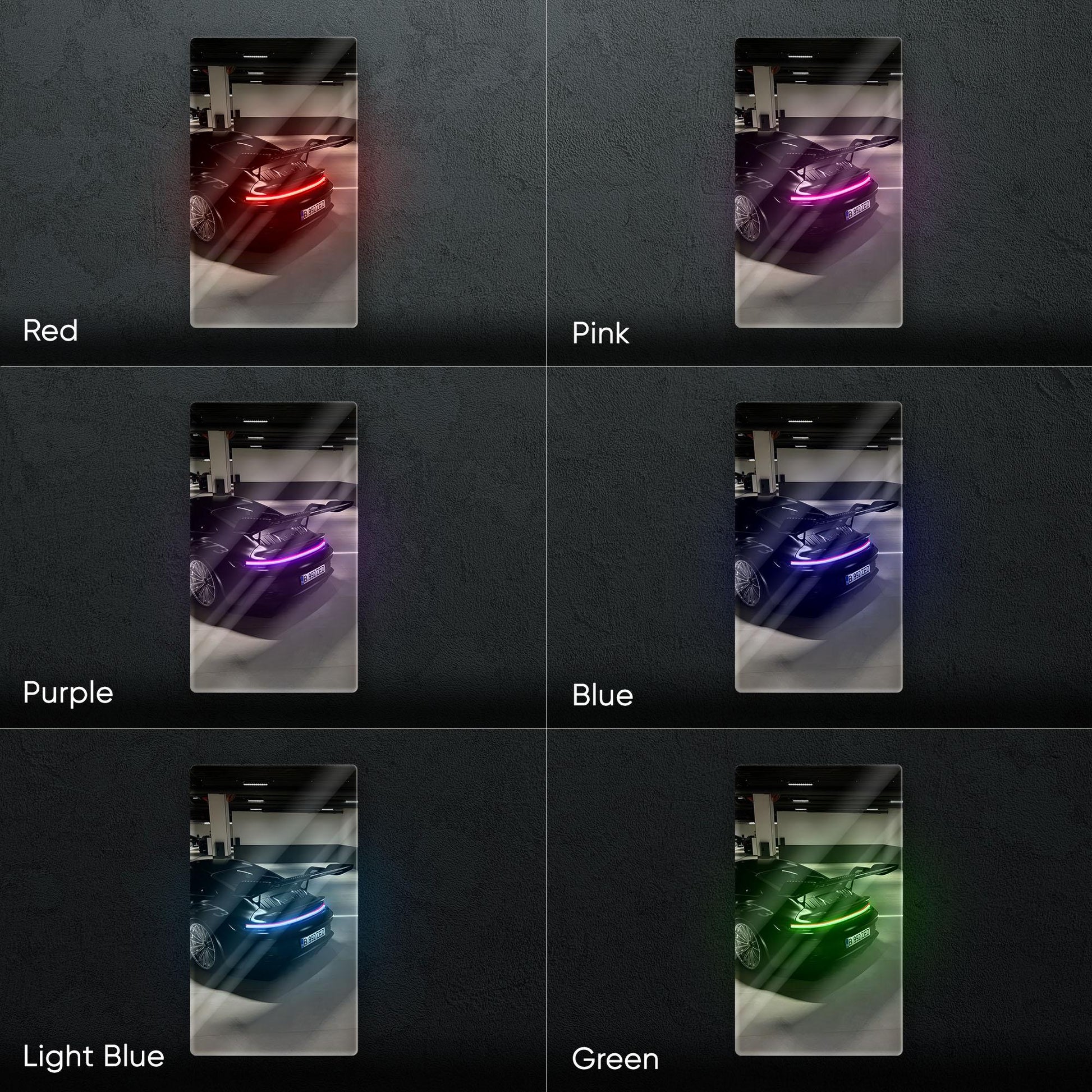 Porsche 911 GT Style Neon Sign - iconic rear view supercar wall decor for garage man cave racing room or luxury automotive interior display