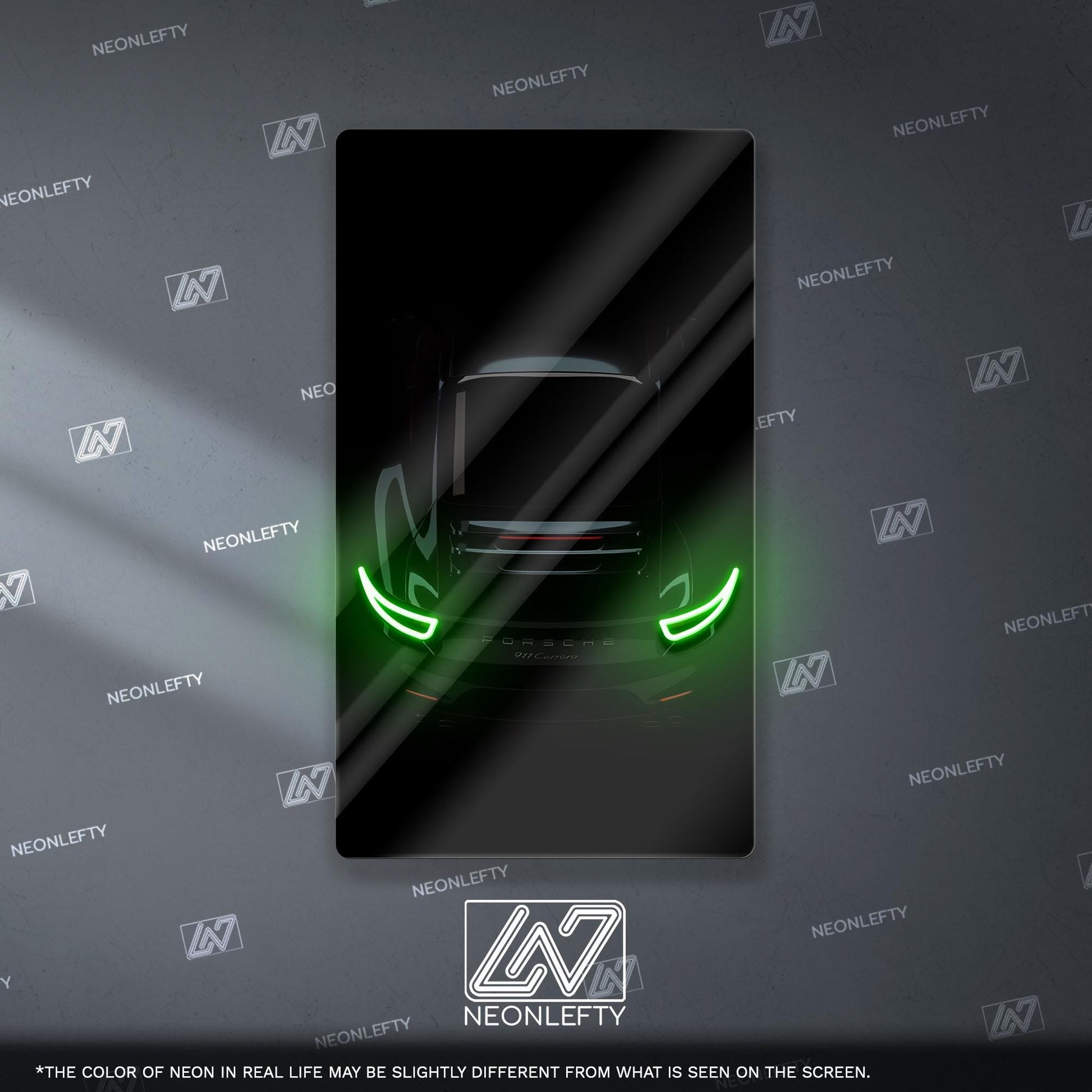 Porsche 911 GT Neon Sign - iconic rear view supercar wall decor for garage man cave racing room or luxury automotive interior display