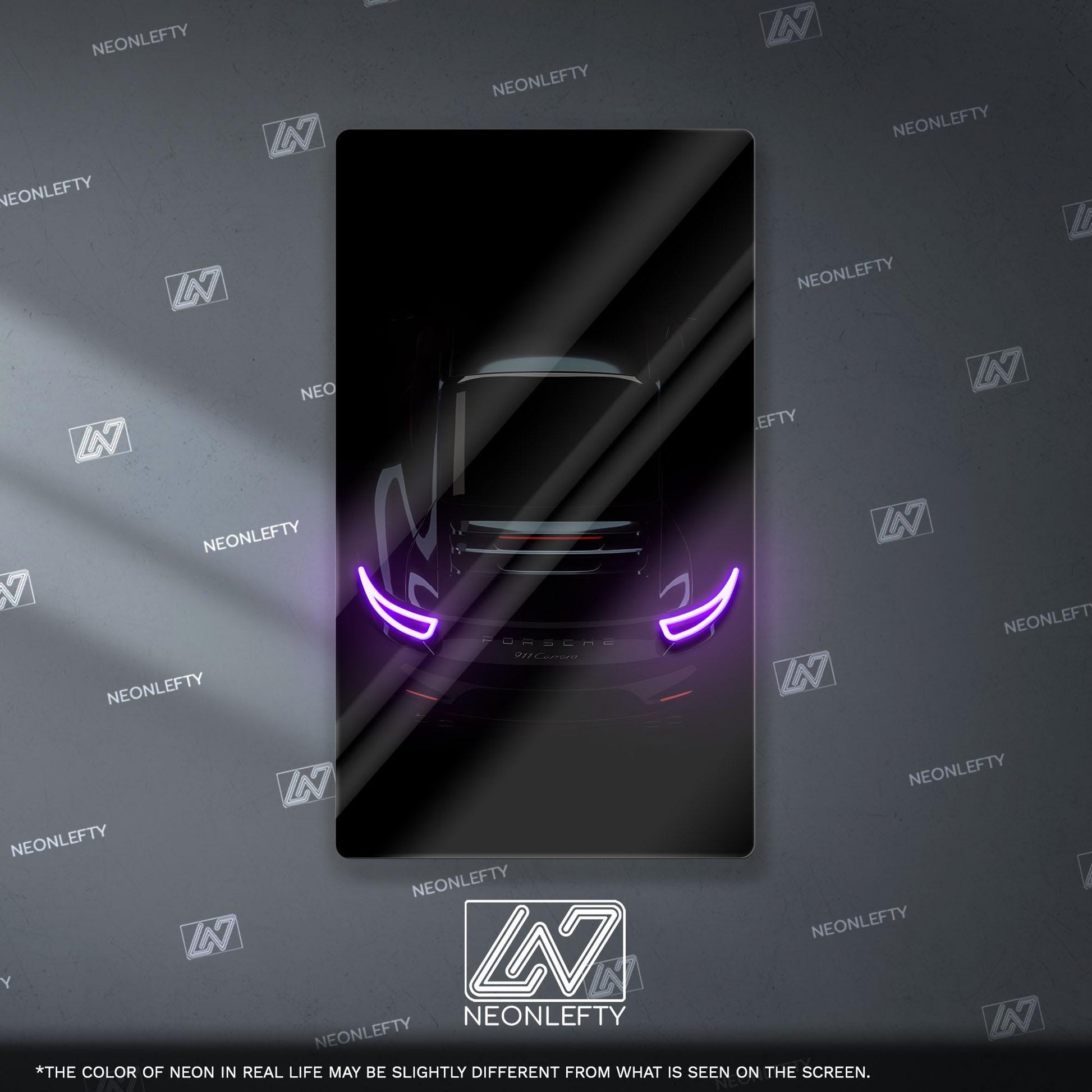 Porsche 911 GT Neon Sign - iconic rear view supercar wall decor for garage man cave racing room or luxury automotive interior display