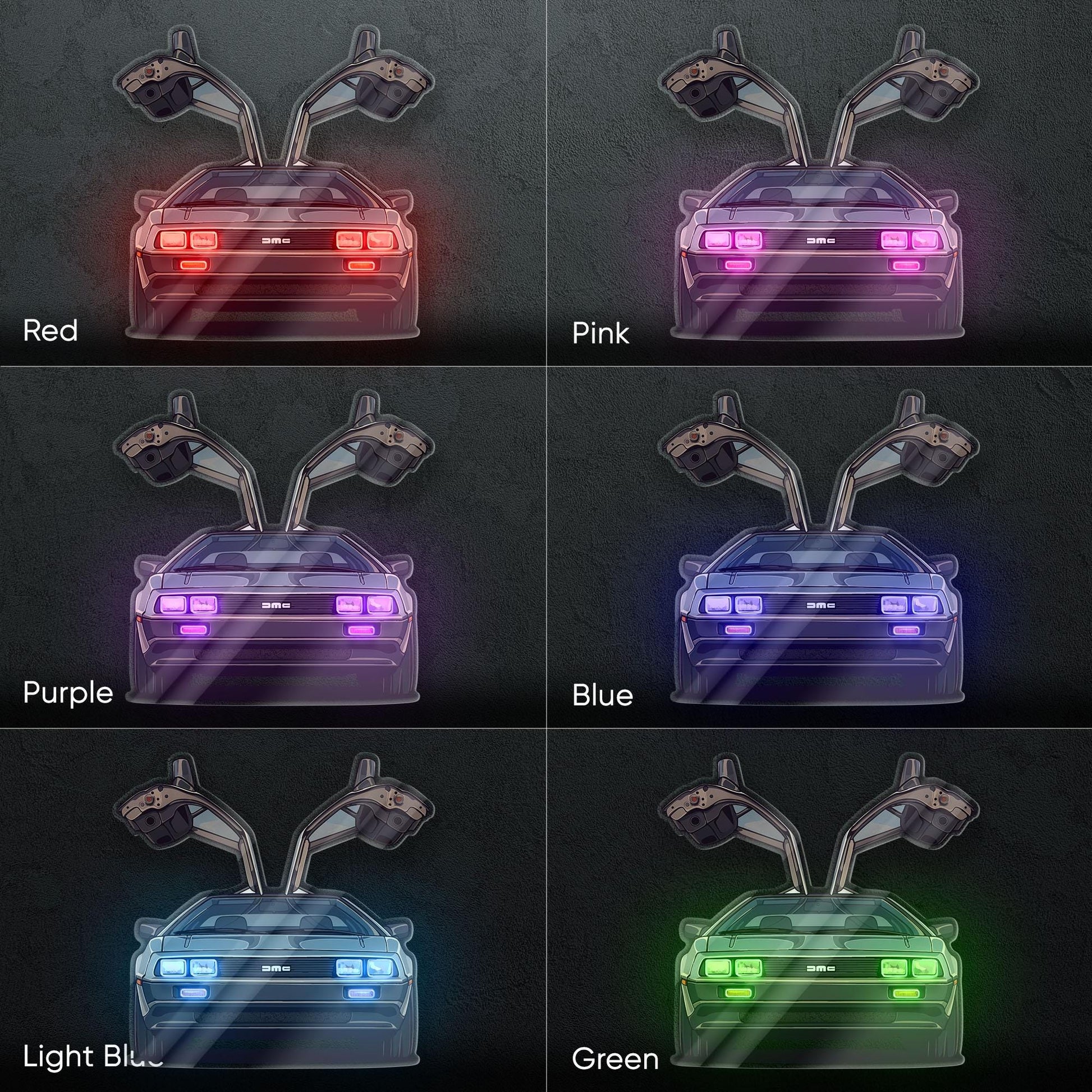 DeLorean DMC-12 Neon Sign – retro iconic time machine car wall decor for garage man cave 80s movie fan gift