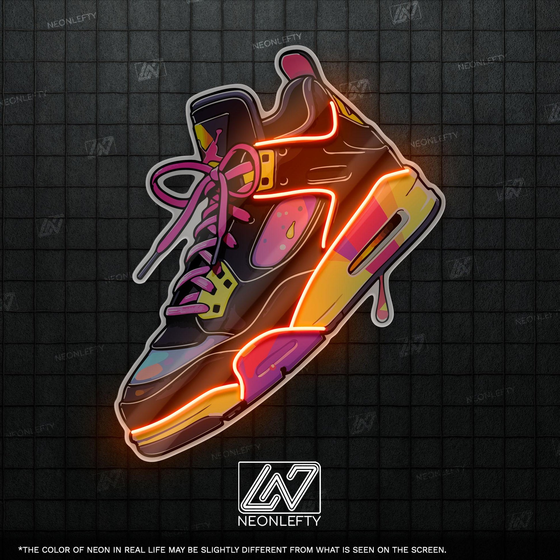 Colorful Sneakers - LED Neon Streetwear Wall Decor, Urban Shoe Illustration, Hype Style Neon Light, Sneakerhead Gift, Modern Room Decor