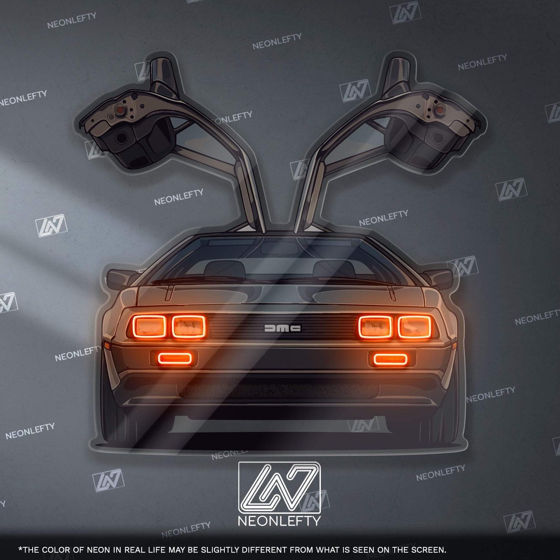 DeLorean DMC-12 Neon Sign – retro iconic time machine car wall decor for garage man cave 80s movie fan gift