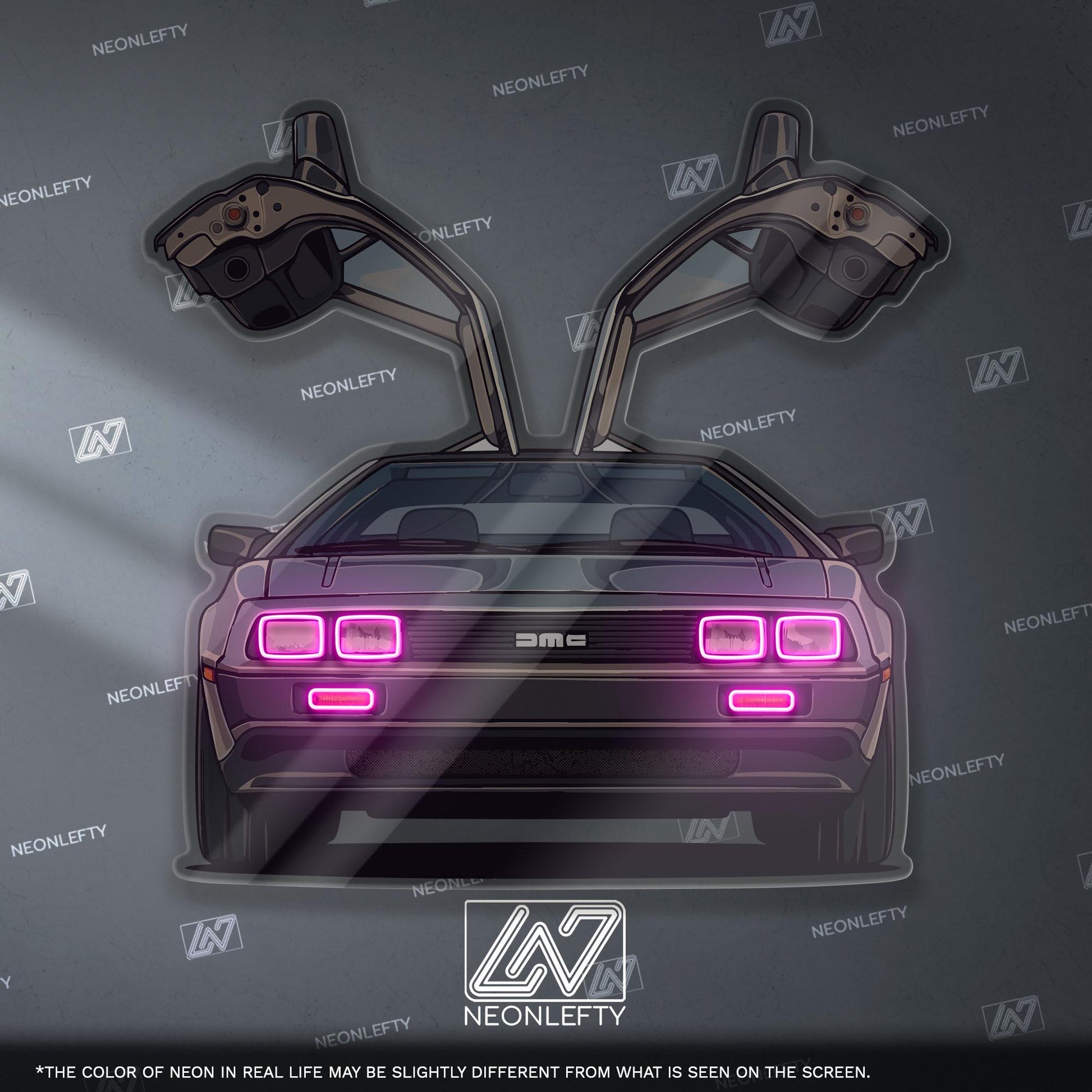 DeLorean DMC-12 Neon Sign – retro iconic time machine car wall decor for garage man cave 80s movie fan gift
