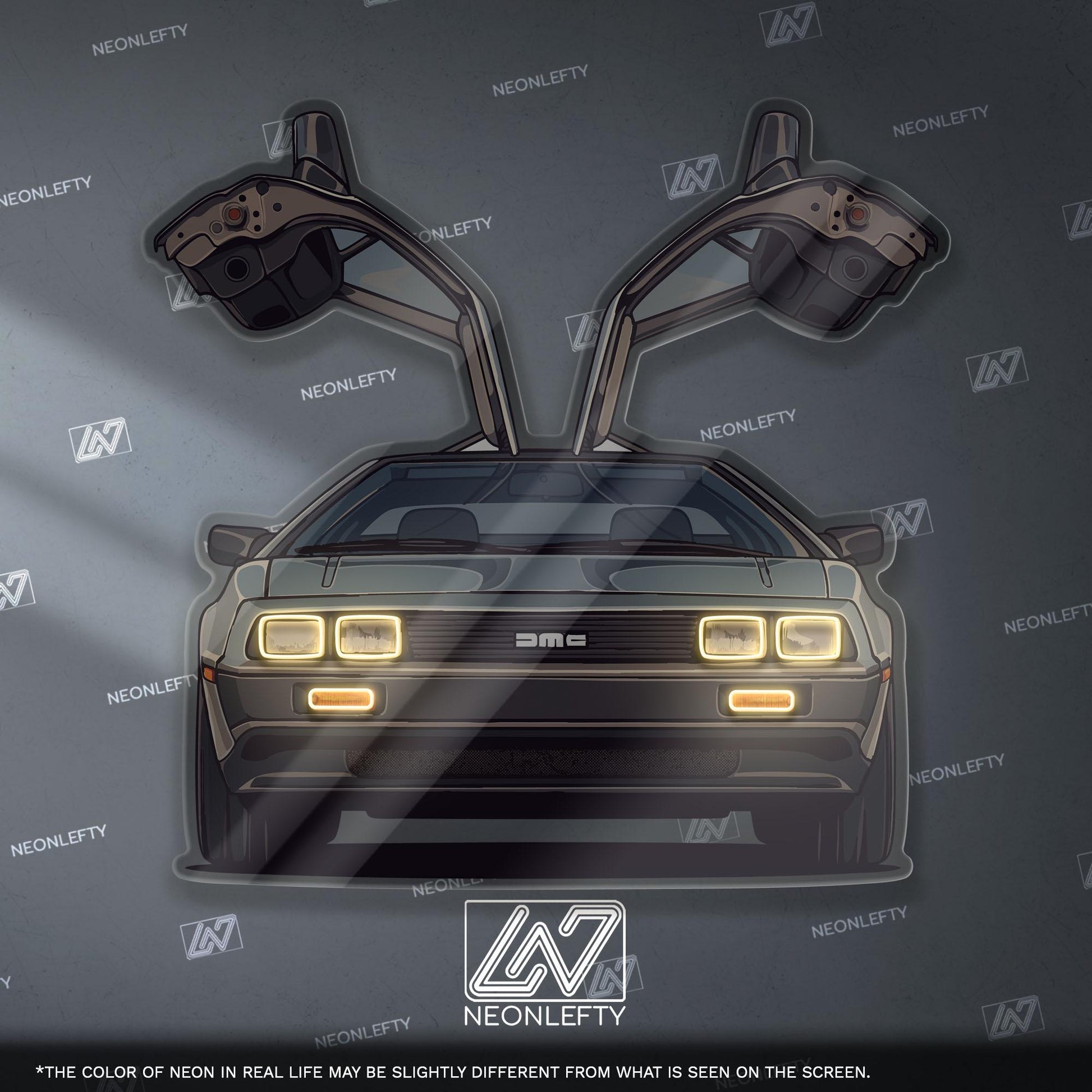 DeLorean DMC-12 Neon Sign – retro iconic time machine car wall decor for garage man cave 80s movie fan gift