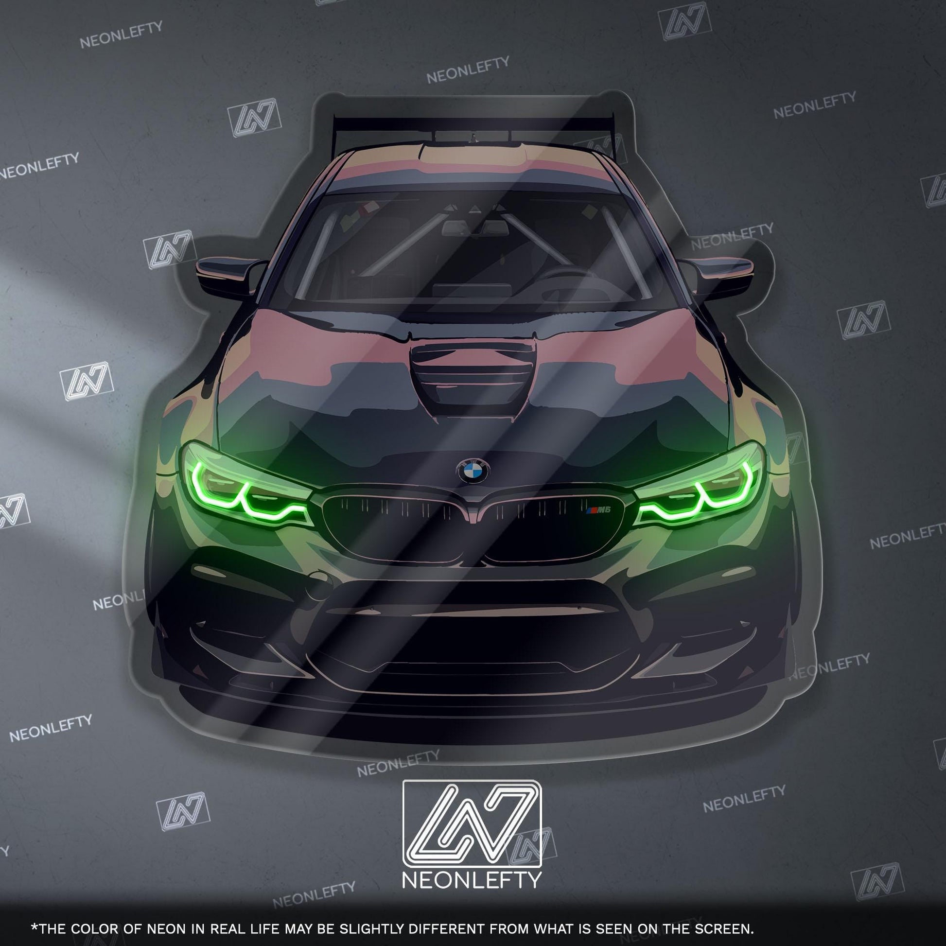BMW M5 Neon Sign – high performance luxury sports sedan wall decor for garage man cave modern automotive interior